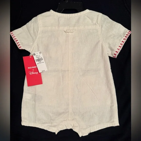 NWT‼️ Old Navy Disney~Cream Baby Romper with Embroidery, Size 3-6M Really cute! - Picture 2 of 10
